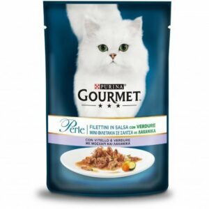 GOURMET Perle Gatto Filettini in Salsa con Verdure, con Vitello e Verdure   - 85 gr