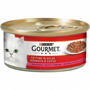GOURMET Rosso Gatto Fettine con Manzo, Fegato e Verdure  195 gr