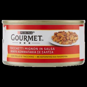 GOURMET Rosso Gatto Tocchetti Mignon in Salsa con Pollo e Tacchino 195 gr