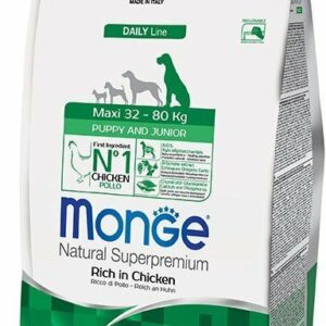 Monge Maxi Puppy & Junior Ricco di Pollo - 12 Kg