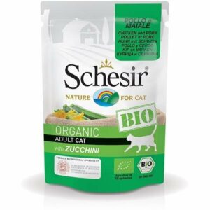 Schesir Bustina 85 gr - Bio Organic Adult Cat Pollo e Maiale con Zucchine