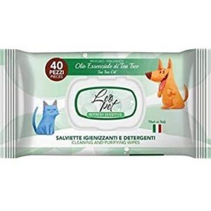 Super offerta - LeoPet Salviettine Igienizzanti e Detergenti Cane e Gatto - 40 pz - Olio Essenziale di Tea Tree