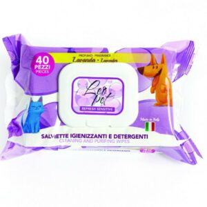 Super offerta - LeoPet Salviettine Igienizzanti e Detergenti Cane e Gatto - 40 pz - Lavanda