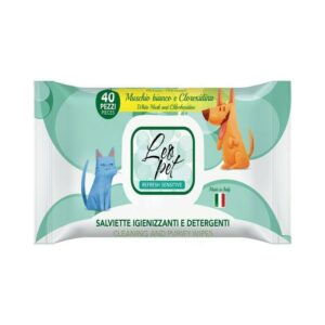Super offerta - LeoPet Salviettine Igienizzanti e Detergenti Cane e Gatto - 40 pz - Muschio Bianco e Clorexidina
