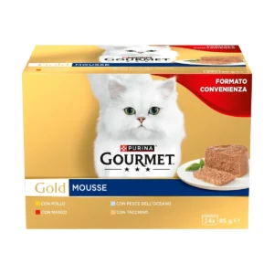Gourmet Gold – Mix Mousse Multipack 24×85 – Pollo/Manzo/Pesce dell'Oceano/Tacchino