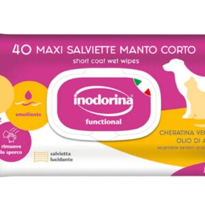 Inodorina Funzionali - 40 Salviette MAXI manto corto - Profumazione cheratina vegetale e olio di argan