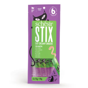 Schesir Stix Cat Adult Snack cremosi con Anatra - 6X15gr