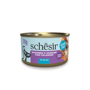 Schesir CUTS Adult Filetti di Sgombro e Sardine con Calamari in salsa - 70g