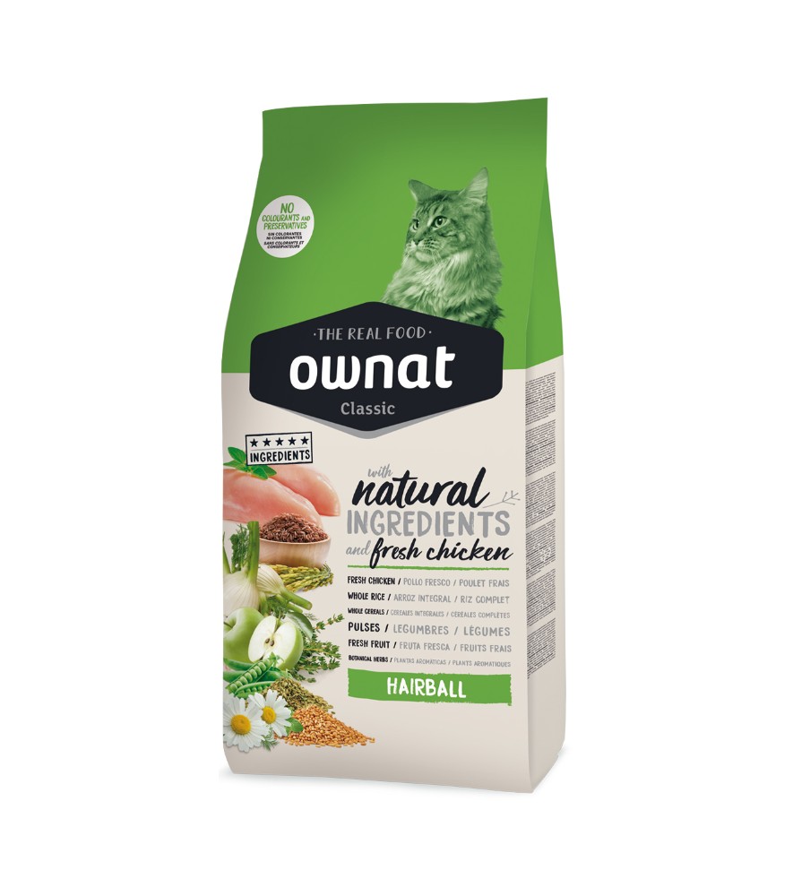 OWNAT CLASSIC Cat Hairball con Pollo Fresco - 1,5 kg