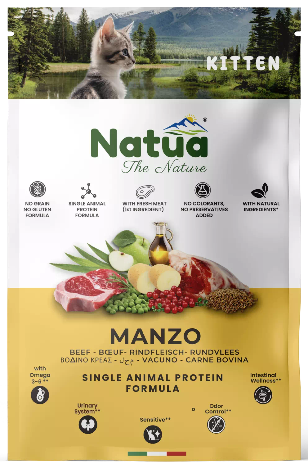 Natua Cat DRY LINE Kitten al Manzo - 1,5 kg