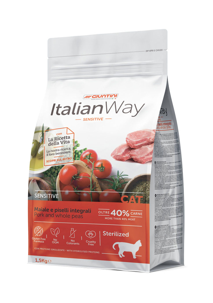 Italian Way CAT Sensitive Sterilised Adult Maiale e Piselli Integrali - 1,5 kg