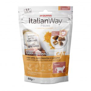 Italian Way CAT Kitten Grain Free Snack Pillows con Latte, Carni Bianche e Curcuma - 60 gr