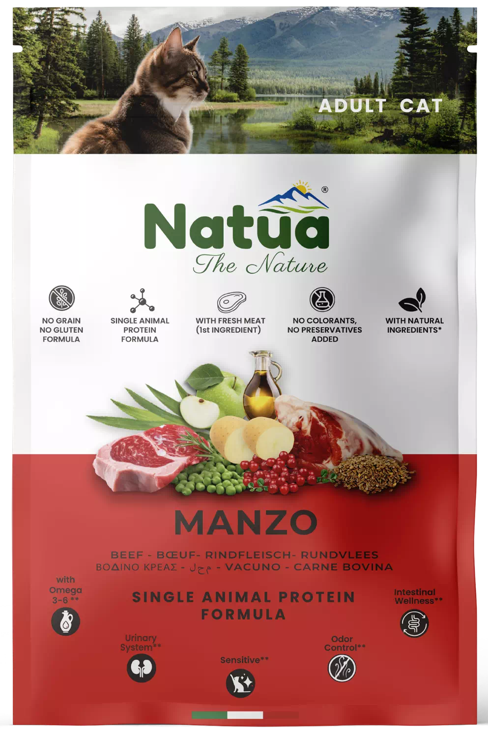 Natua Cat DRY LINE Adult al Manzo - 1,5 kg