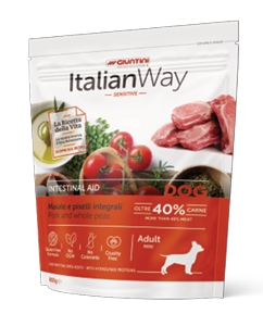 Italian Way DOG Sensitive – Intestinal Aid MINI Adult Maiale e Piselli Integrali - 800 gr