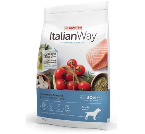 Italian Way DOG Hypoallergenic MEDIUM/MAXI Adult Salmone e Aringhe - 3 kg