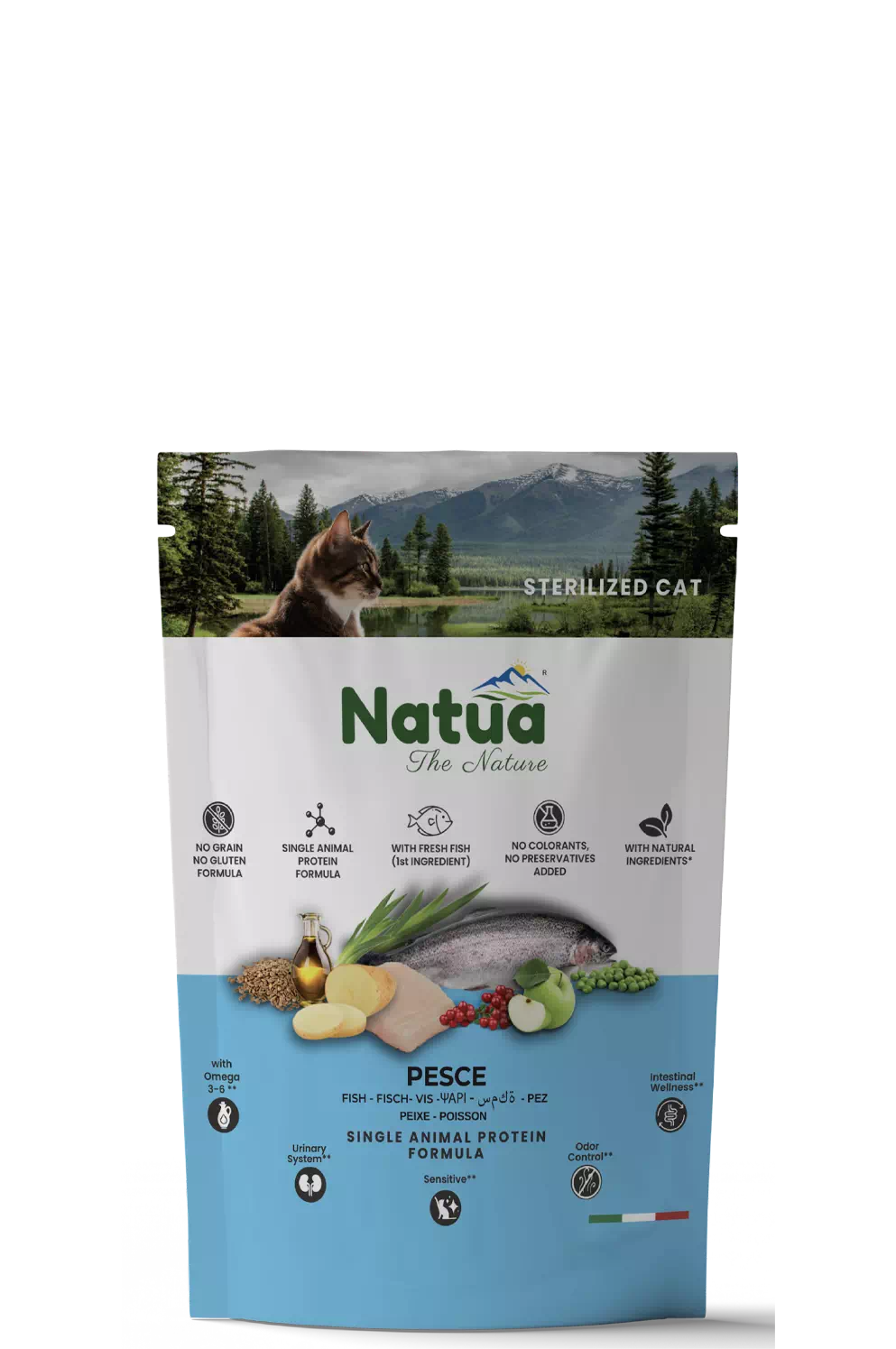 Natua Cat DRY LINE Sterilised Adult al Pesce - 350 gr