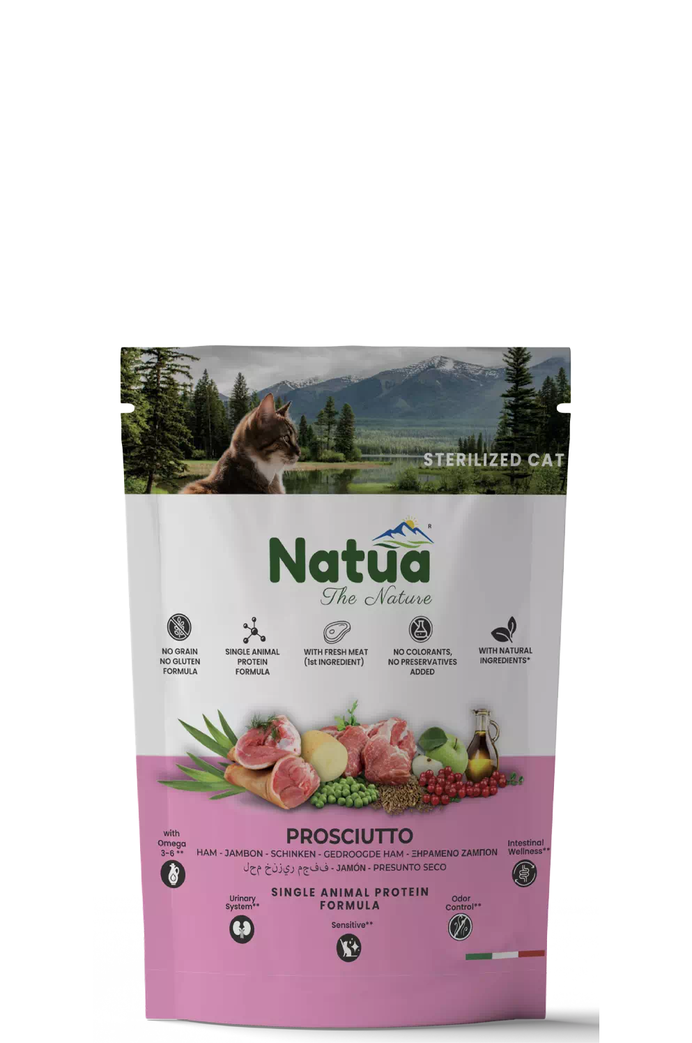 Natua Cat DRY LINE Sterilised Adult al Prosciutto - 350 gr