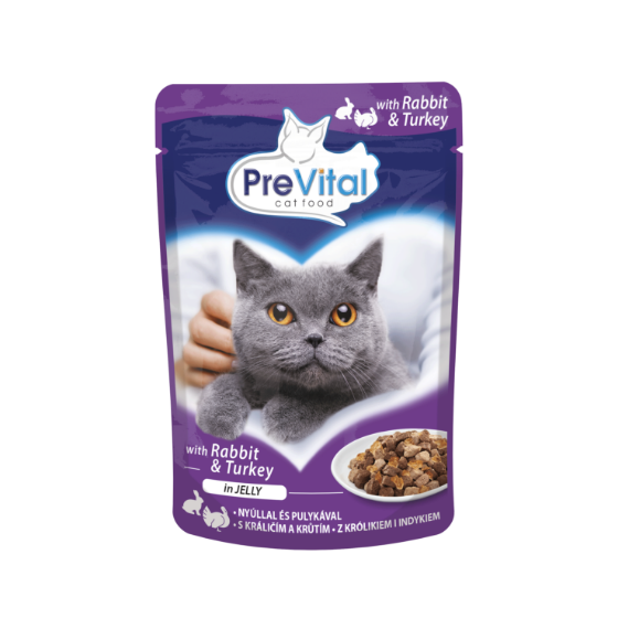 PreVital Cat Adult Pouch in Jelly con Coniglio e Tacchino - 100 gr
