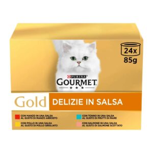 Gourmet Gold - Delizie in Salsa Multipack 24x85 - Manzo/Pollo/Tonno/Salmone