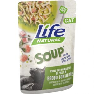 Life Cat Natural Soup - Pollo con Prosciutto di Pollo in Brodo con Alghe - 60 gr