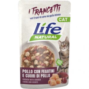 Life Cat Natural Trancetti - Pollo con Fegatini e Cuore di Pollo - 55 gr